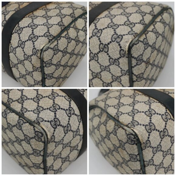 GUCCI GG Supreme Sherry Line Hand Bag PVC Navy Gold Red Auth 134690 - Picture 16 of 16